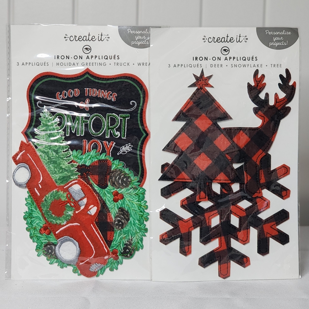 Holiday Iron-On Appliqués 2pks - Red and Black